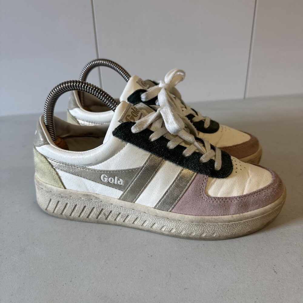 Gola Grandslam‎ Quadrant Laceup Sneakers Size 7 Pink Green Gold Athleisure